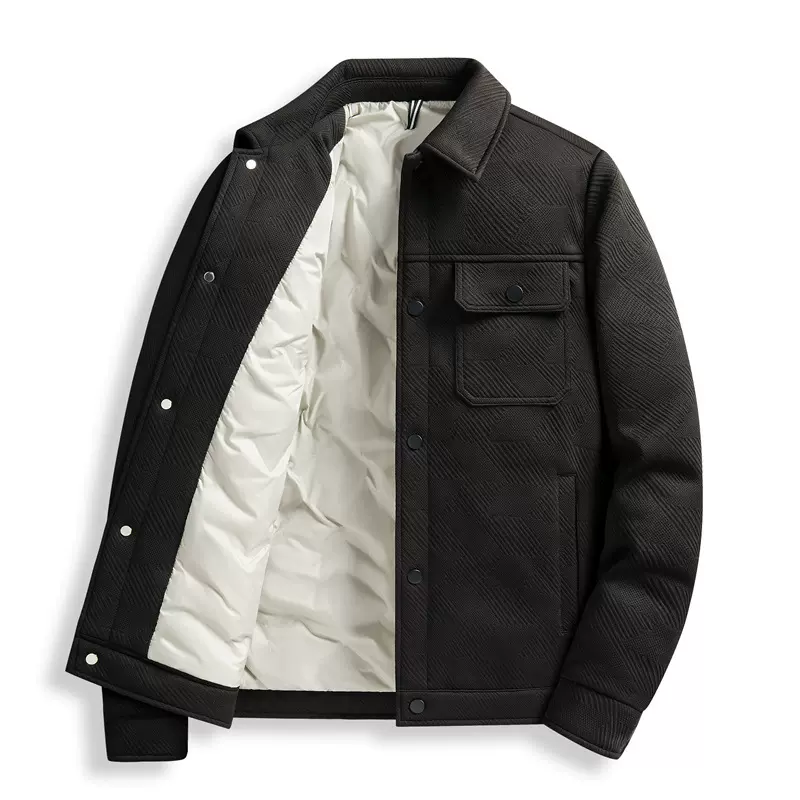 羽绒服爆款2024冬季新款潮流男士休闲翻领抗寒保暖羽绒服白鸭绒外