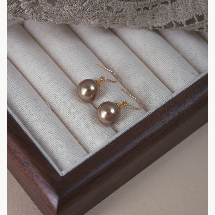 烨远 Elegant earrings from pearl, simple and elegant design, 14 carat, light luxury style