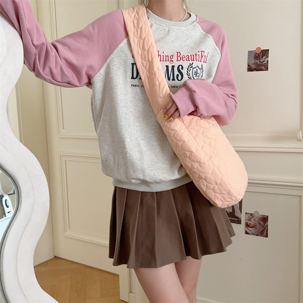 39131 Japanese quilted heart-shaped cotton tote travel bag Crossbody bag for women, large-capacity single-shoulder crossbody canvas bag undefined