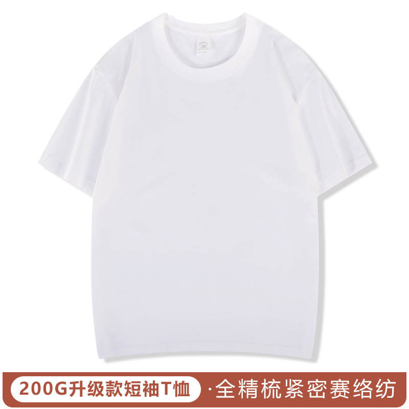 220g algodón peinado Camiseta cuello redondo ropa de trabajo grupo uniforme clase uniforme cultura camisa empresa partido bordado impreso LOGO