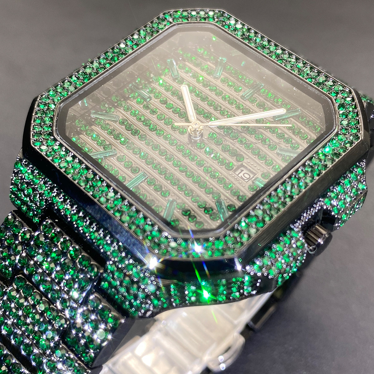 Men's Square Mechanical Watch With Diamond Strap Luxury Design_voghion.com