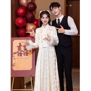 New Chinese style engagement dress skirt for women 2025 new toasting suit for bride high-end Chinese style suit for daily wear