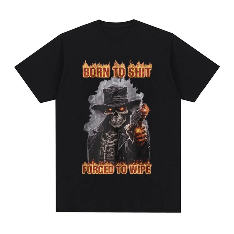 Born with a Sense of Humor, Forced to Wipe Funny Hard Skeleton Meme T-Shirts, Men's and Women's Clothing, Fashionable Retro Short-Sleeve T-Shirts Born with a Sense of Humor, Forced to Wipe Funny Hard Skeleton Meme T-Shirts, Men's and Women's Clothing, Fashionable Retro Short-Sleeve T-Shirts