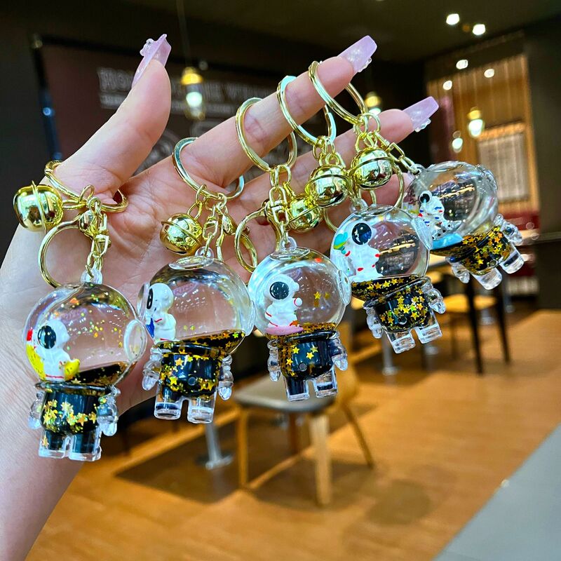 Oil Astronaut Spaceship Drift Bottle Keychain Cute Floating Liquid Astronaut Quicksand Bottle Keychain