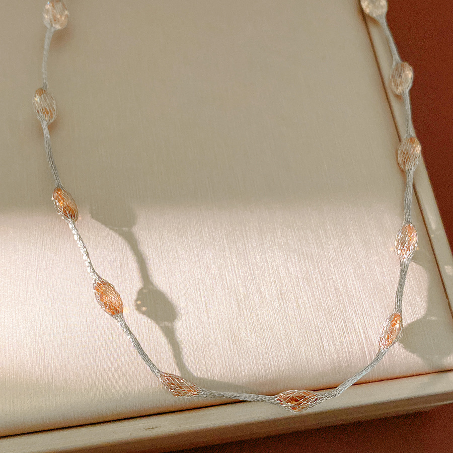 Collar de pulsera redonda de zircon de color lujo ligero nicho de alto nivel sensación de cadena clavícula temperamento simple conjunto de joyas personales image 11
