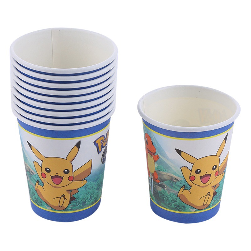 Dibujos animados Pikachu traje fiesta de cumpleaños para niños Festival Pikachu triángulo bandera Placa de papel decoración del partido