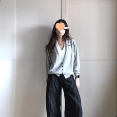 蜜妃儿复古撞色v领假两件针织衫外套女秋冬修身感时尚上衣潮