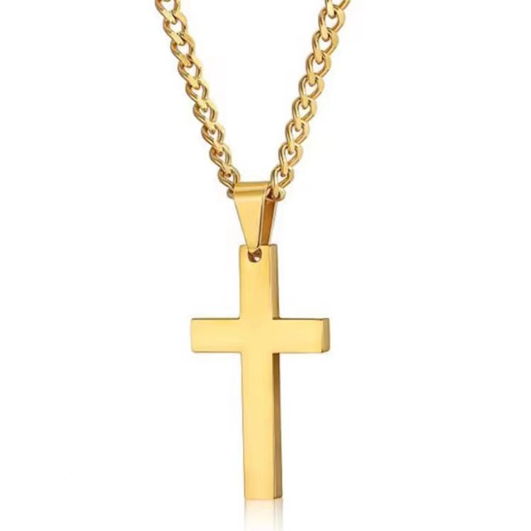 Original Design Cross Titanium Steel Polishing Unisex Pendant Necklace display picture 3