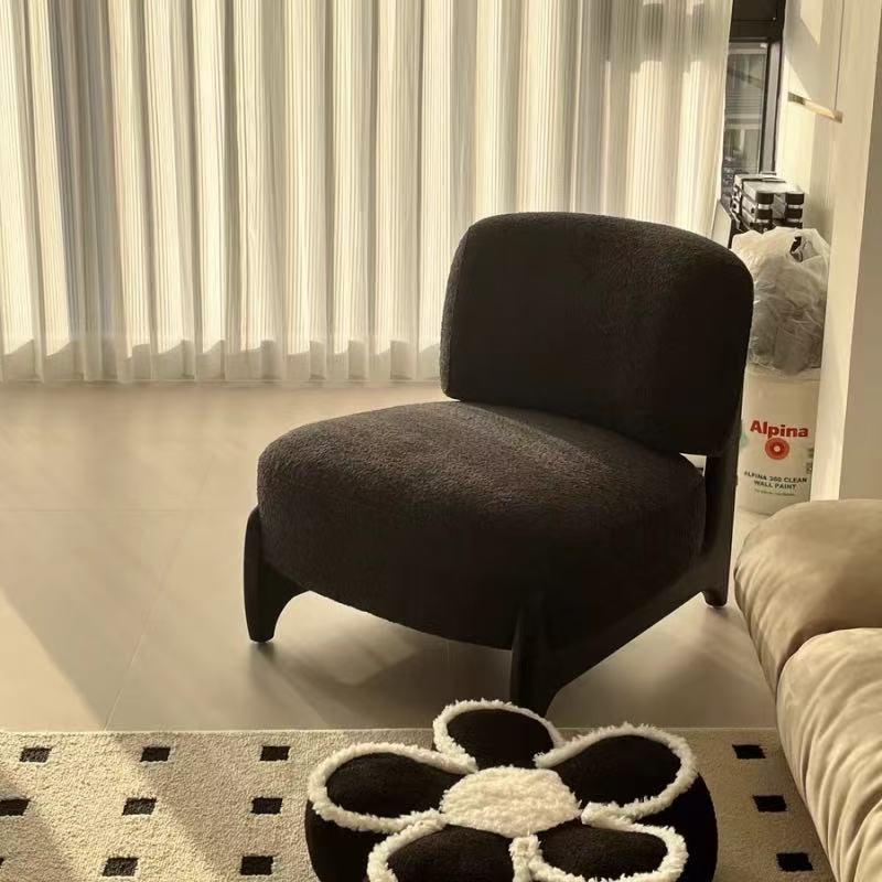 Silla de sofá individual de sala de estar de estilo crema, balcón de lujo ligero, silla individual de ocio, sofá pequeño de diseño minimalista