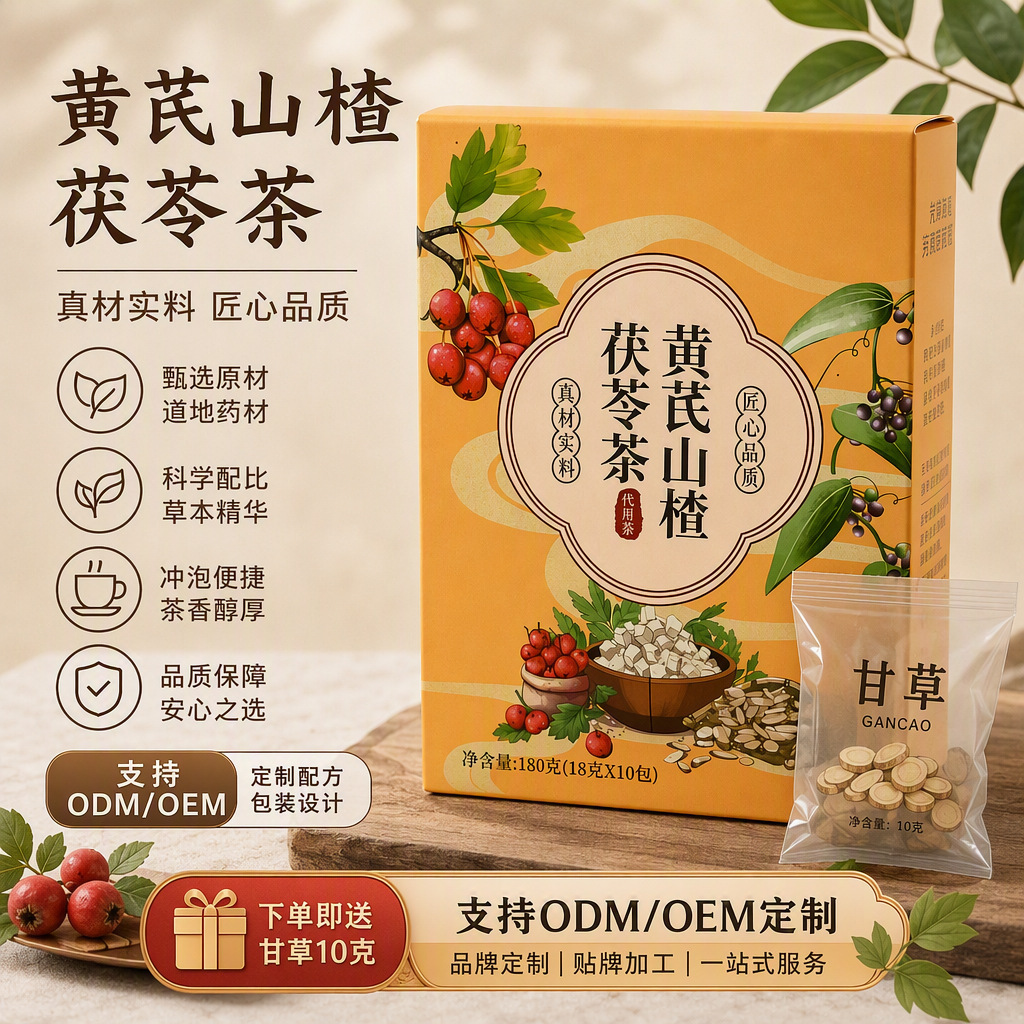 黄芪山楂茯苓茶独立包装批发黄芪陈皮茯苓甘草茶三角包养生茶花茶