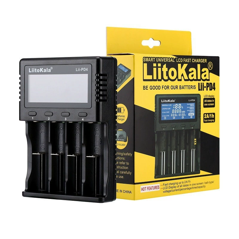 Зарядное устройство LiitoKala Lii-PD4+ для автомобиля, зарядка 18650/AAA/Ni-MH/3.2V литиевых аккумуляторов