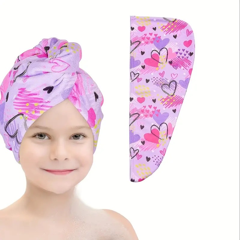 Absorción engrosada de agua para niños arco iris impresión sombrero de cabello seco envoltura de cabello microfibra lindo bebé niña bolsa de cabello seco