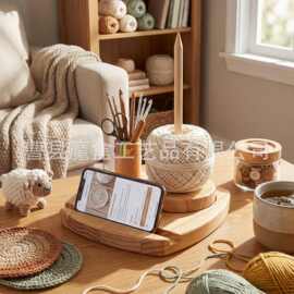 木制毛线架可旋转线轴架手工编织毛线收纳架转动支架可拆卸纱线架