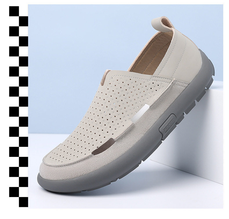 Dép sandal nam lỗ thoáng khí đế mềm kiểu lười — Màu be, Màu kaki chi tiết 17