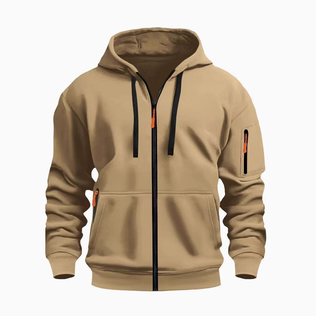 2025년 신상 남성용 카디건 지퍼 후드티 루즈핏 후드티 가을 겨울용 플리스 안감 보온 자켓