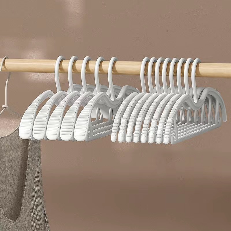 ウェット＆ドライショートネックハンガー プラスチック滑り止めハンガー ワードローブ 省スペース収納 洋服サポート シームレス M型ハンガー|undefined
