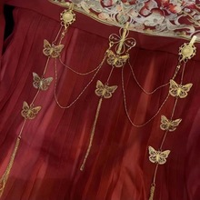 古风压襟汉服腰链腰间挂饰汉服禁步前压珍珠长流苏饰品西域风配饰