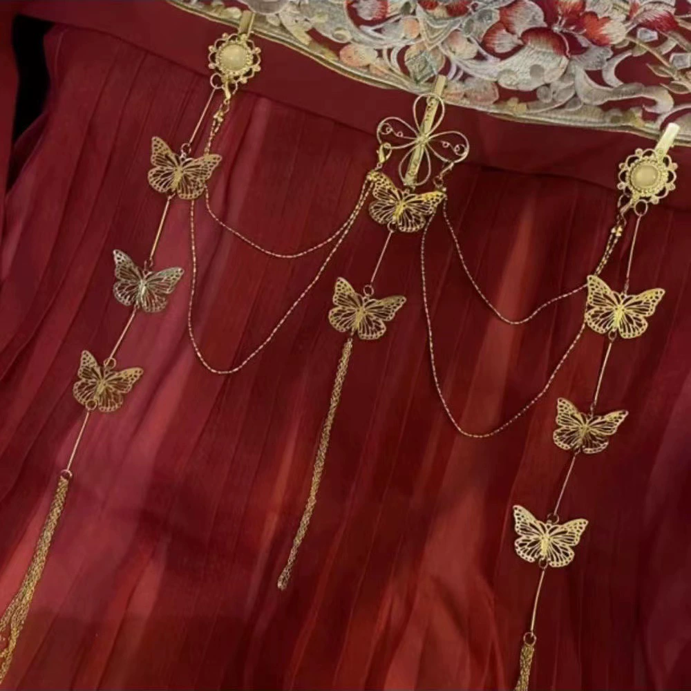 Древний стиль прессованный Hanfu поясной цепь висит украшение Hanfu запретный шаг перед прессованный жемчужный длинный кисточки украшения западного стиля аксессуары