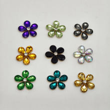 宝石水滴五瓣花合金饰品配件洞洞鞋汽车出风口配diy饰扣2025新款