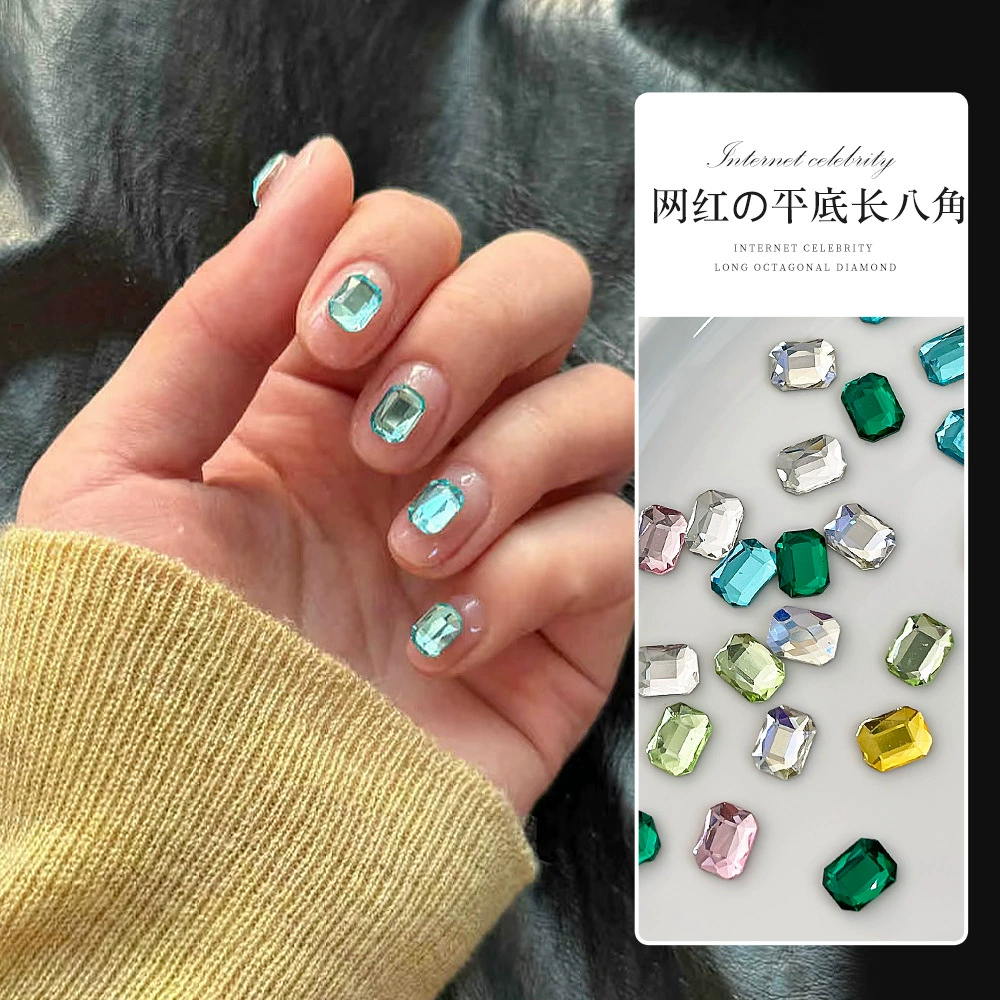 Новые аксессуары для дизайна ногтей со стразами, модные универсальные лунные хрустальные стразы, длинные восьмиугольные нерегулярные стразы с плоской задней частью, аксессуары для украшения ногтей