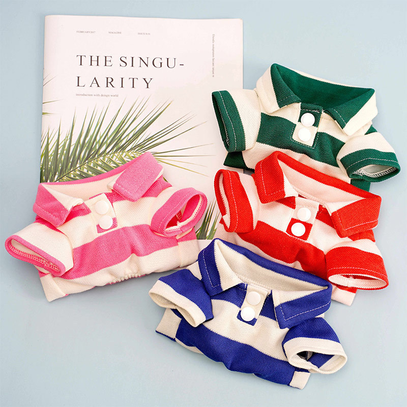 Pet summer new two -legged striped POLO shirt Cat