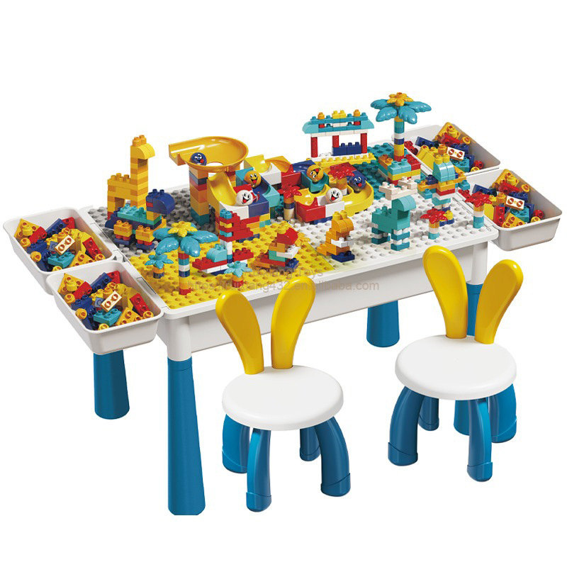 Compatible with Lego Building Block Table, Large-Sized, Large-Piece Assembly Educational Children's Toy, Multi-Functional Learning and Game Table for Babies