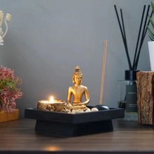 跨境热销树脂工艺品佛像烛台摆件仿古创意玄关家居spa美容院饰品