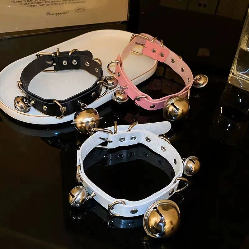 Большой колокол воротник сексуальное нижнее белье аксессуары искусственная кожа ожерелье шеи кольцо сексуальный стиль горничной тяги цепи ожерелье