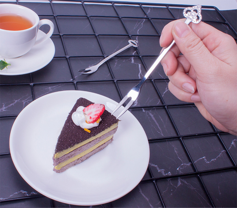 304不锈钢水果叉 创意甜品叉二齿水果签 礼品批发跨境供应 月饼叉详情图11