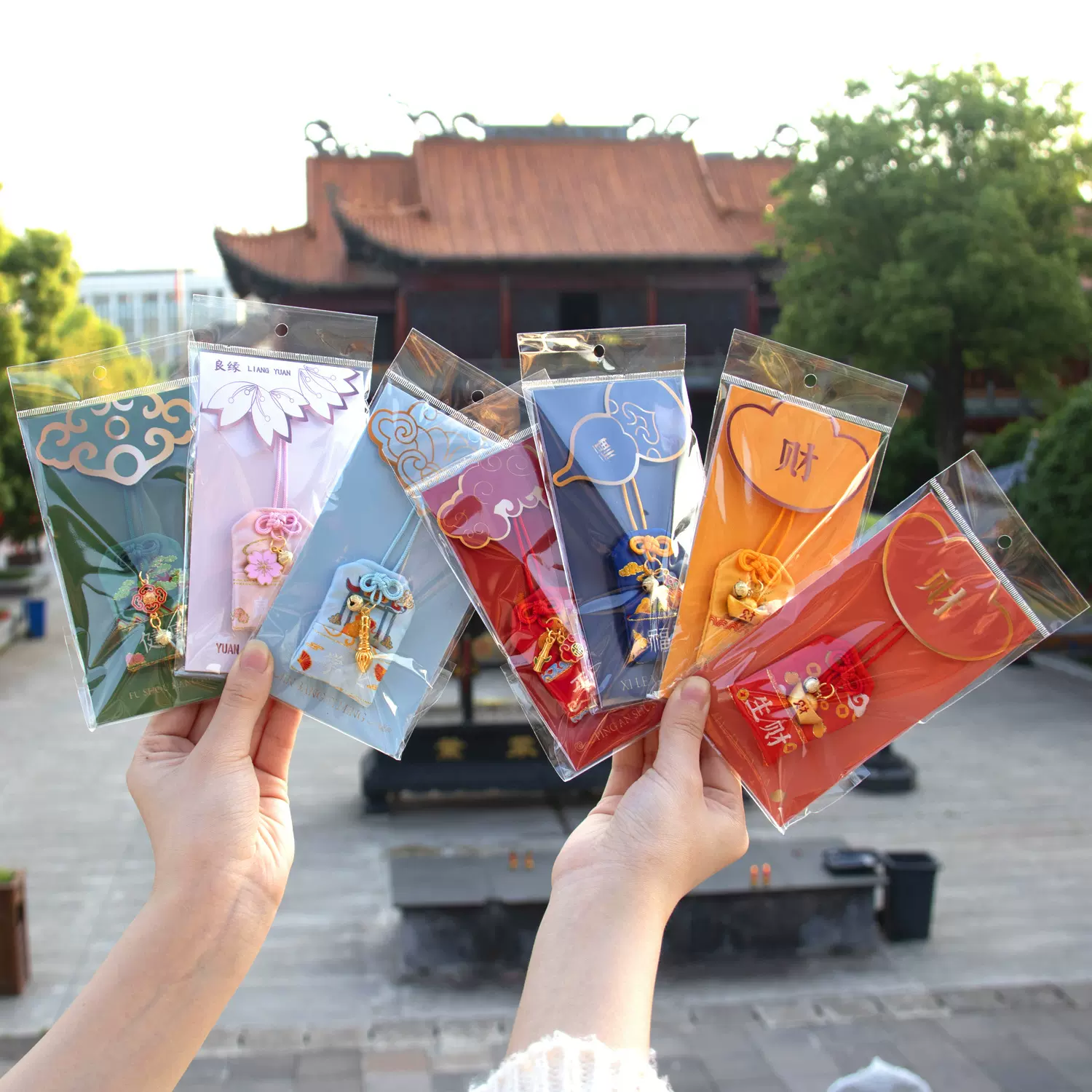 普陀山祈福香囊平安福袋护身符汽车挂件景区祈愿多金福禄健康香包