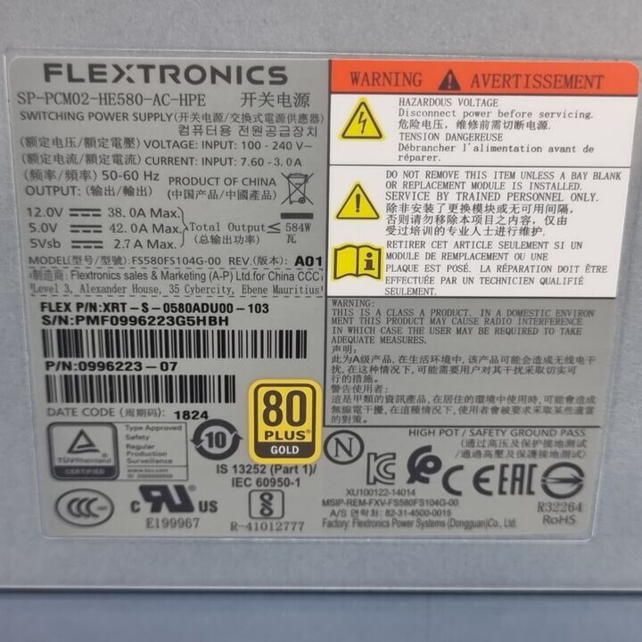 Hp 3Par Expansion Cabinet 580W Power Supply 753322-001 756486-001 Docking Station