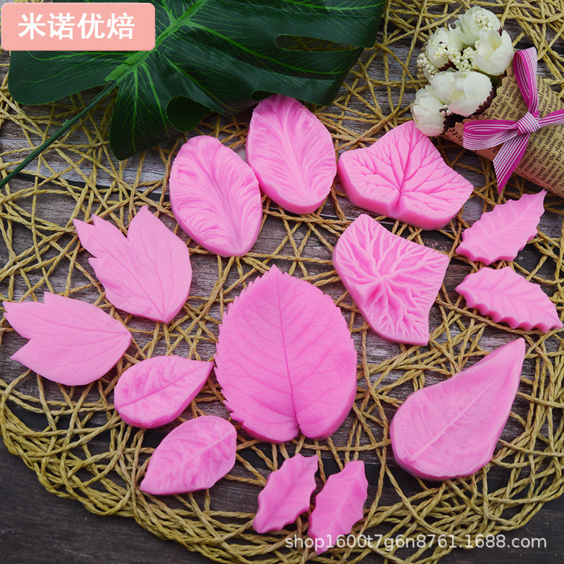 A variety of leaf compression mold series silicone sugar mold baking cake decoration clay drop glue handmade soap mold