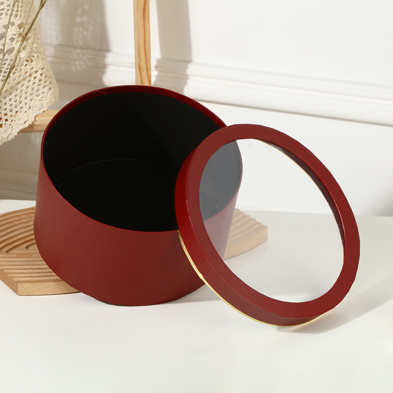 Caja de Regalo Redonda de Cristal para Flores, Caja Vacía para Frutas, Floristería, Ventana Transparente, Caja de Embalaje para Ramos de Boda con Asa