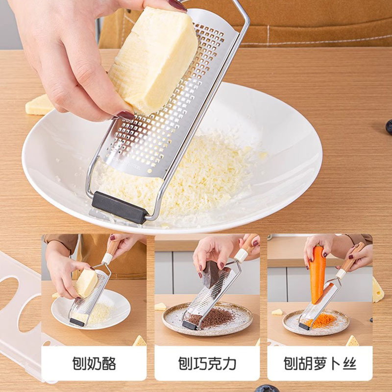 Rallador de queso, rallador de limón, herramienta para hornear, rallador de chocolate, triturador de queso, rallador de queso seco, rallador para grabar.