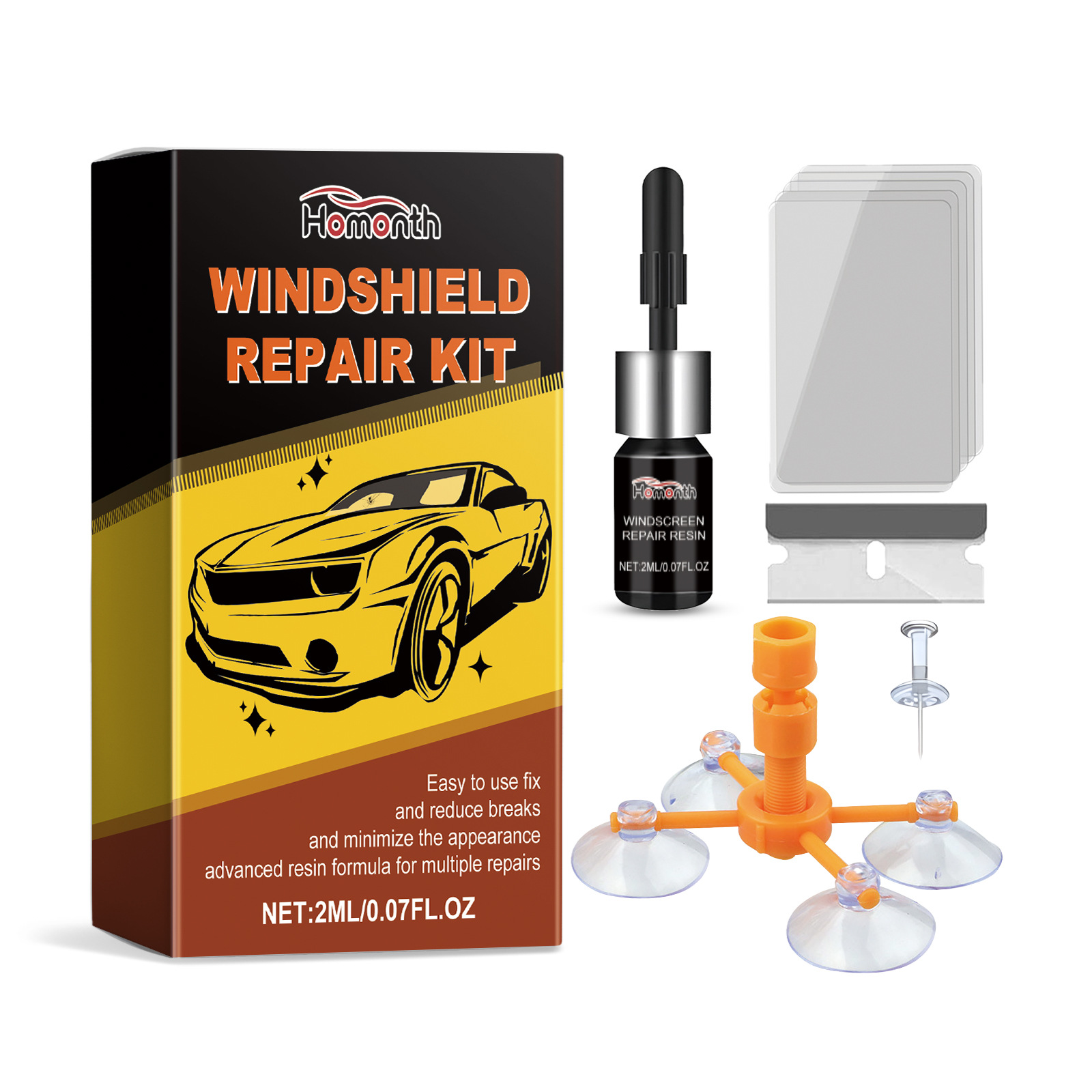 Cross-Border Homonth Windshield Repair Kit Car Windshield Repair Fluid for Glass Restoration