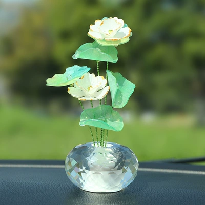Car ornaments car ornaments with car - crystal-base-flowers-good-luck-water-lily