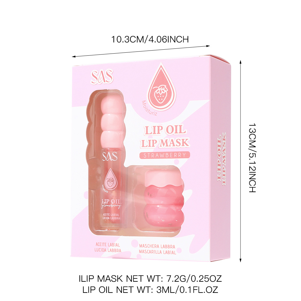 SAS Europa y Estados Unidos en stock transfronterizo humectante máscara labial humectante + aceite labial pequeño conjunto SAC186