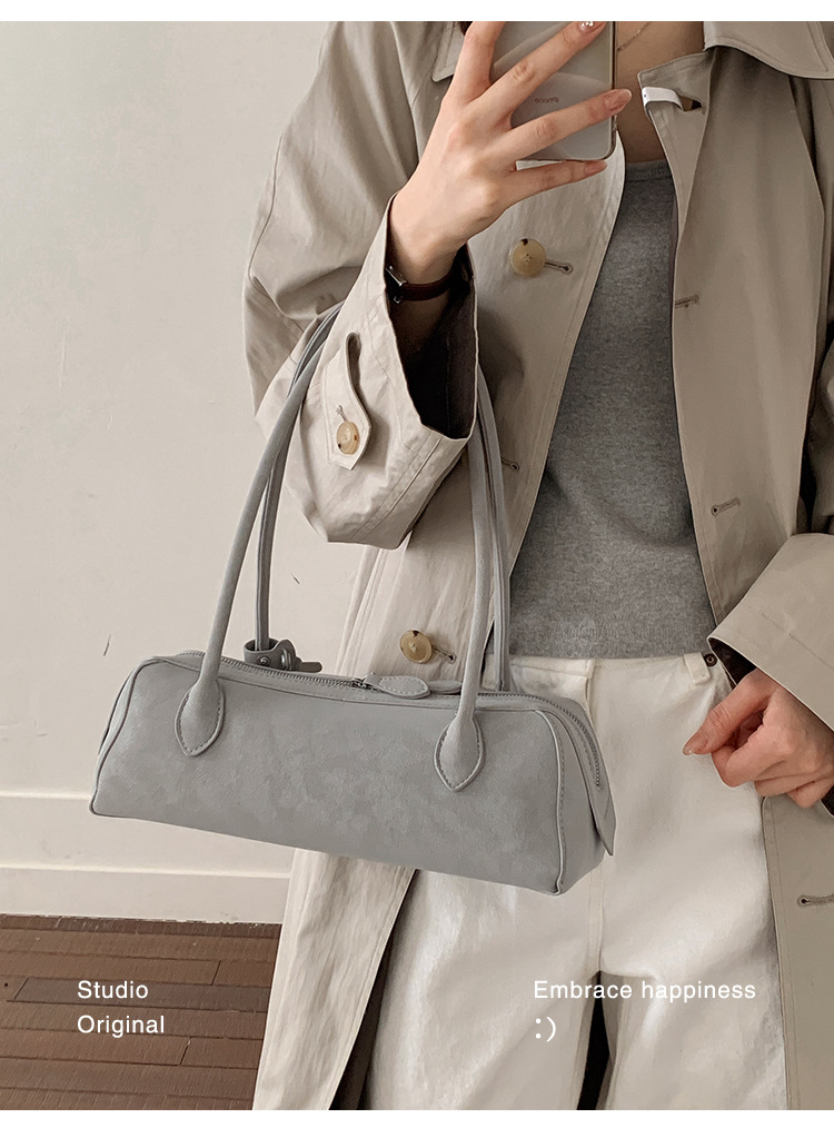 Große Schultertasche Aus Wildleder Für Damen Retro Matte Optik_voghion.com
