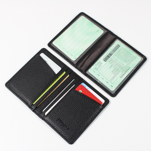  Best-Selling Multifunctional, High-Capacity Card Holder with Lychee Grain Design for Documents and Cards—Wholesale Leather Wallet for Driver’s Licenses