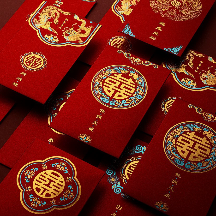 Китайская свадьба красный конверт матовый Li является Ретро бронзовые тысячи юаней тост чай изменен десять тысяч юаней красный конверт личность творчество