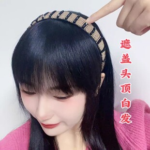 发箍刘海假发女一体头顶遮白发蓬松自然仿真发宽发箍齐刘海补发片-阿里巴巴