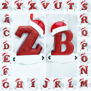 Zibi Amazon Cross-border 26 English Letter Christmas Pendant Resin Hand-painted Pendant Hanging Decorations Hanging Ornaments