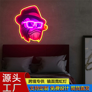 Cross-Border Uv Printing Led Monkey Neon Light USB Powered Decorative Bedroom Living Room Styling Lamp Ready for Delivery