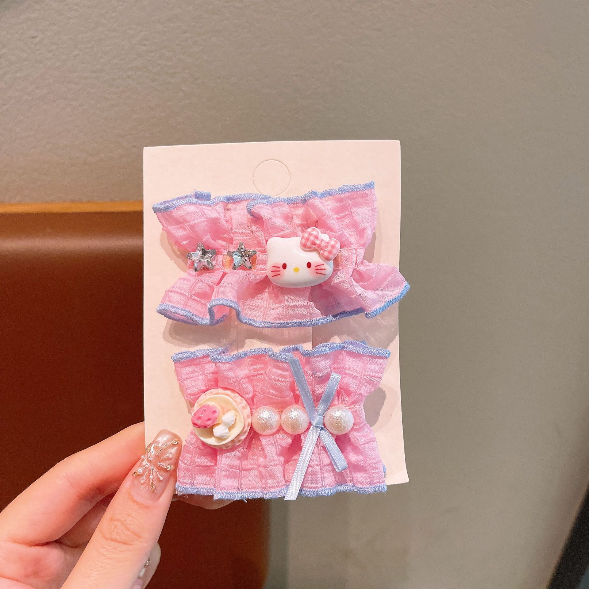 Hermoso arco de color caramelo Sanrio clips de pelo para niños niñas todo incluido tela pares de clips de pelo para bebés accesorios para el pelo