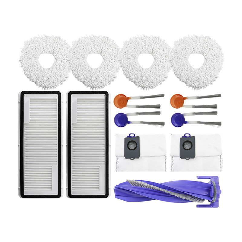 Conjunto de reemplazo * 1 cepillo principal + 4 cepillo lateral + 2 pantalla de filtro + 4 toallas + 2 bolsas de polvo *