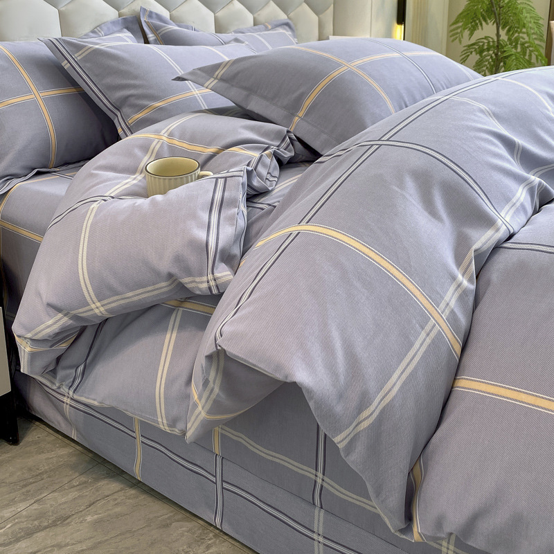 Sábanas de algodón para la piel, ropa de cama de cuatro estaciones, cubierta de edredón grueso de alta calidad, 100 algodón pulido, cuatro piezas