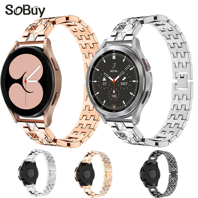 Suitable for Samsung Active2 D-Shaped Diamond-Encrusted Metal Stainless Steel Watch Strap Galaxy Watch 7/Fe/6/5 Suitable for Samsung Active2 D-Shaped Diamond-Encrusted Metal Stainless Steel Watch Strap Galaxy Watch 7/Fe/6/5