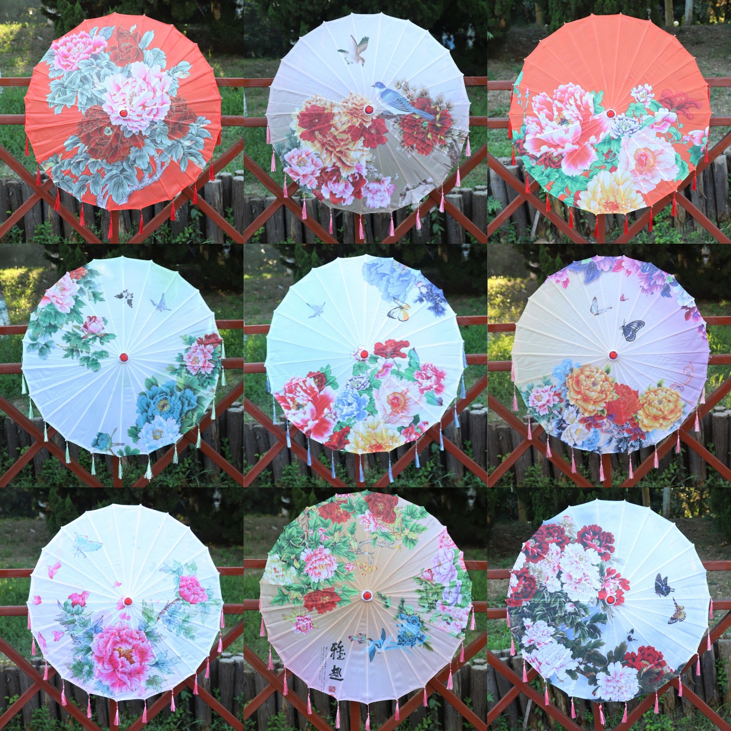 Peony Flowers Blossom Rich Ancient Style Umbrella Hanfu Performance Umbrella Studio Bar Decorative Umbrella Ancient Style Decorative Umbrella