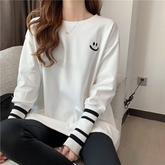 ドイツ製の長袖Tシャツ、女性用、春と秋に最適、韓国風、ゆったりとしたデザイン、ミドル丈、プリント入り、インナーとしてもアウターとしても着用可能