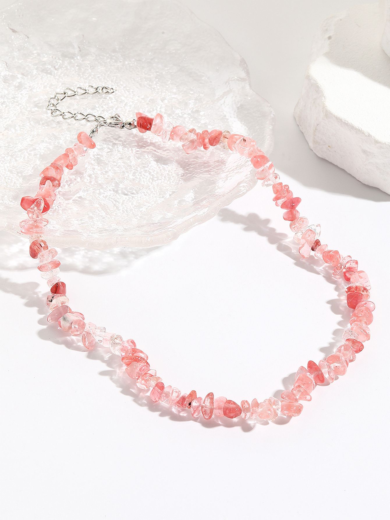 nouveau collier de perles en pierre de couleur collier de clavicule en pierre naturelle accessoires de collier design bijoux de niche_voghion.com